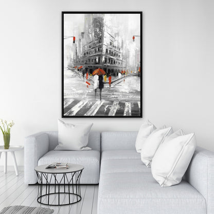 Art de chambre grise - Toile encadrée du Flatiron Building grisâtre