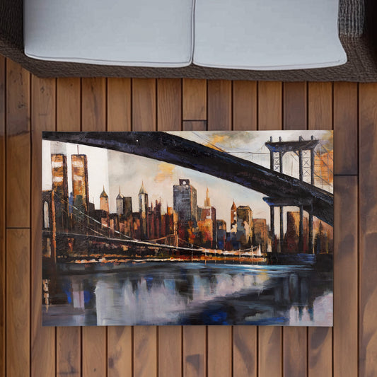 Sunset over New York - Brown Living Room Outdoor Area Rug