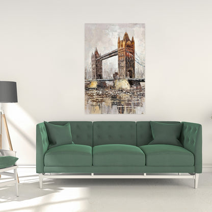 Contemporary Orange London Tower Bridge Canvas - Home Decor
