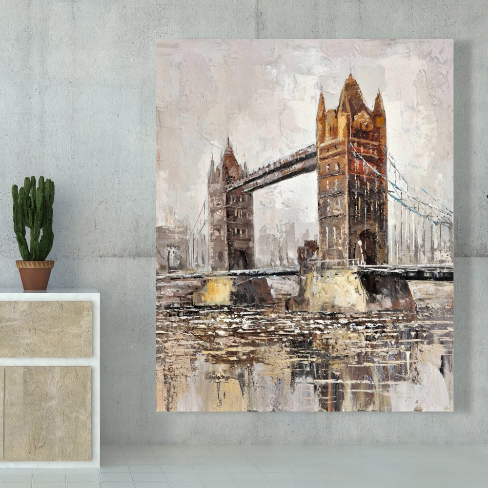 Contemporary Orange London Tower Bridge Canvas - Home Decor