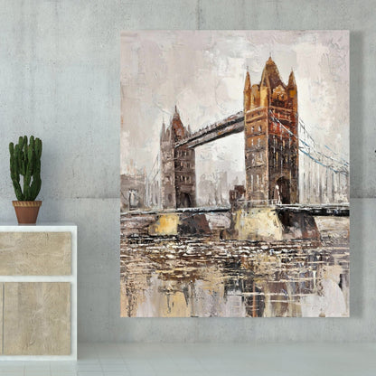 Contemporary Orange London Tower Bridge Canvas - Home Decor