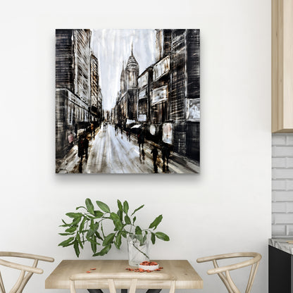Busy Gray Street Industrial Canvas | Bedroom Home Decor Art