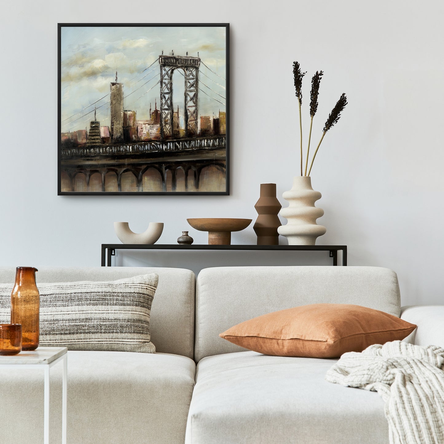 Pont urbain par Cloudy Day Canvas | Décoration de bâtiments bruns