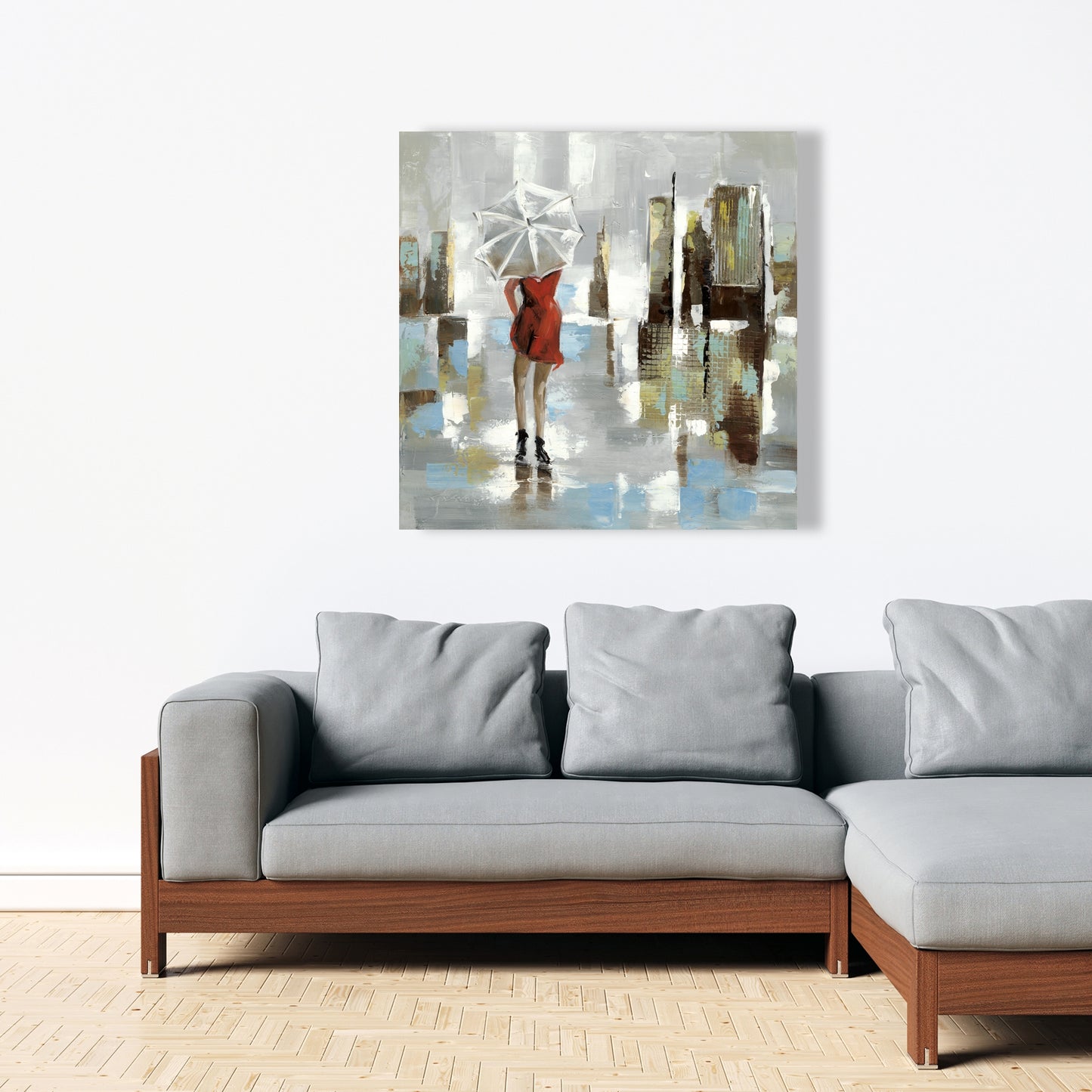 Red Dress Woman Canvas - Contemporary Bedroom Wall Art Decor