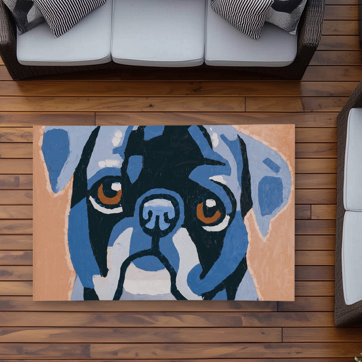 Flash the pug Outdoor Area Rug | Stylish Dog Home Decor