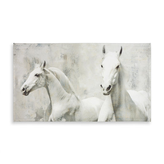 Two White Horses Tablecloth - Farm Animal Home Décor