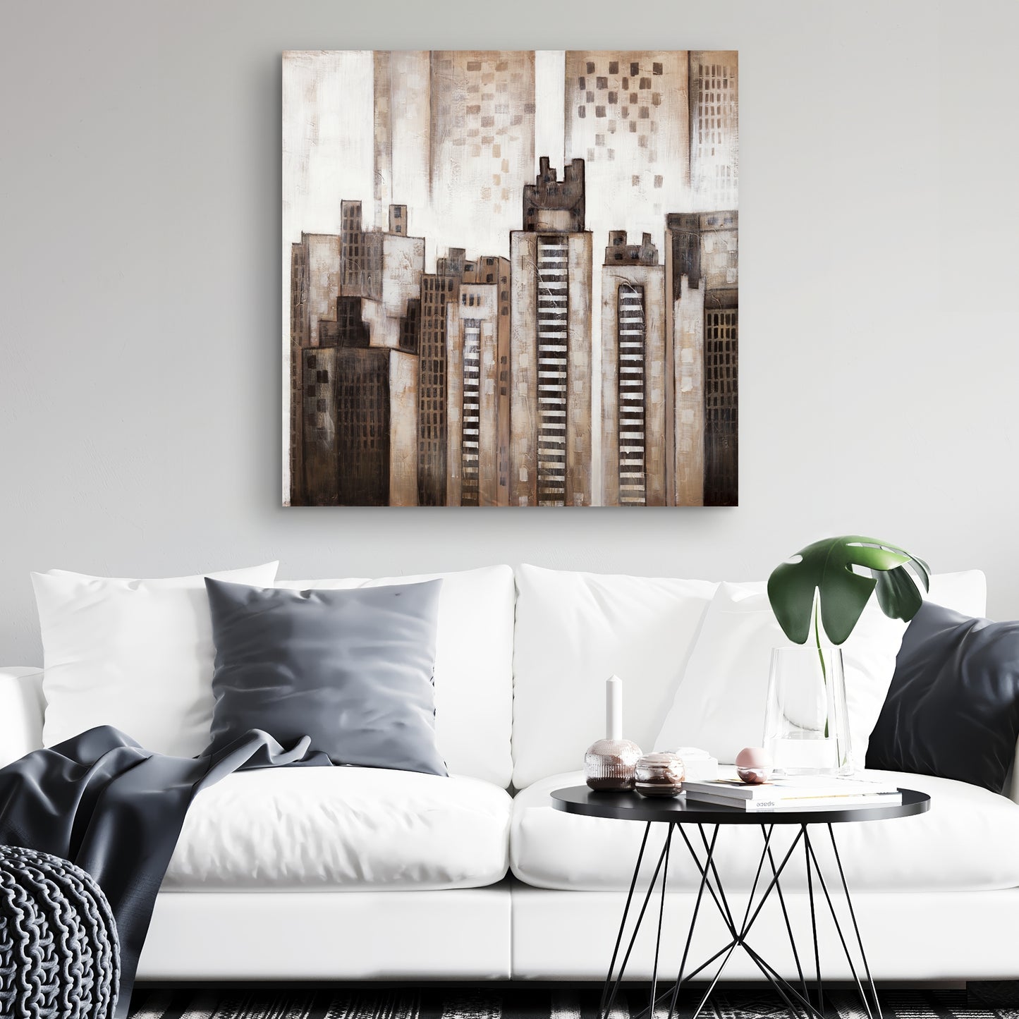 Toile « Cités de bâtiments marron » | Décoration d'intérieur