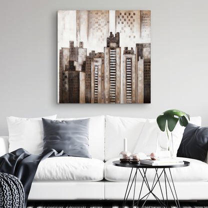 Toile « Cités de bâtiments marron » | Décoration d'intérieur