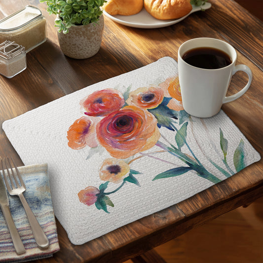 Watercolor flowers - 14"x18" Braided Polyester Placemat