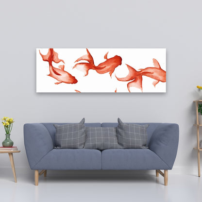 Small Red Fishes Canvas - Asian Animals Bedroom Wall Art Decor