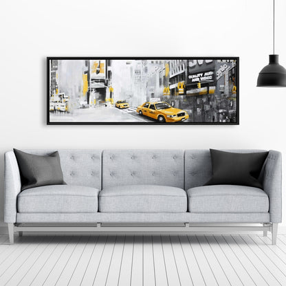 Toile Taxis de New York | Cadre décoratif gris