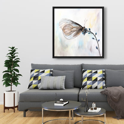 Romantic Blue Butterfly on Flowers Canvas | Home Decor Art