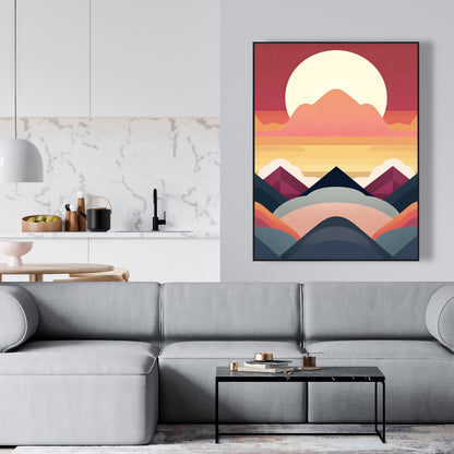 Symmetrical Mountain Canvas - Patterns Blue Shapes Decor