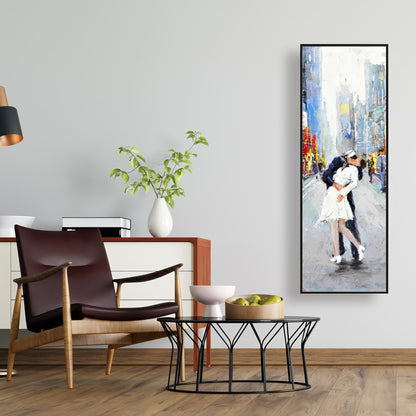 Blue Bedroom Canvas | Kiss of Times Square Framed Wall Art