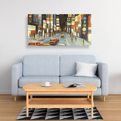 Toile bleue pour chambre à coucher - Vue sur Times Square | Décoration d'intérieur