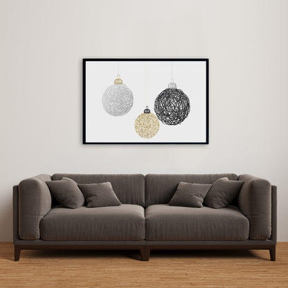 Décoration sur toile encadrée « Trois boules de Noël »