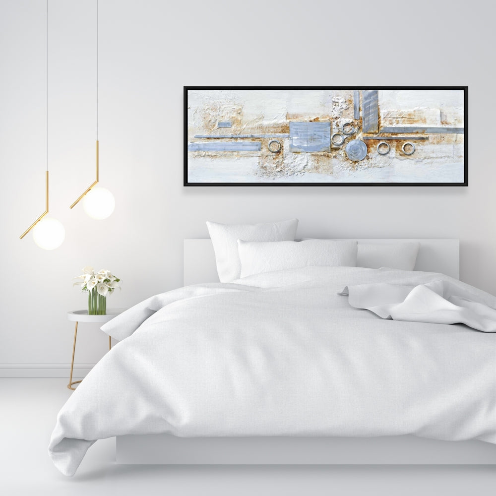 Toile de chambre industrielle grise – Décoration abstraite avec finition métallique