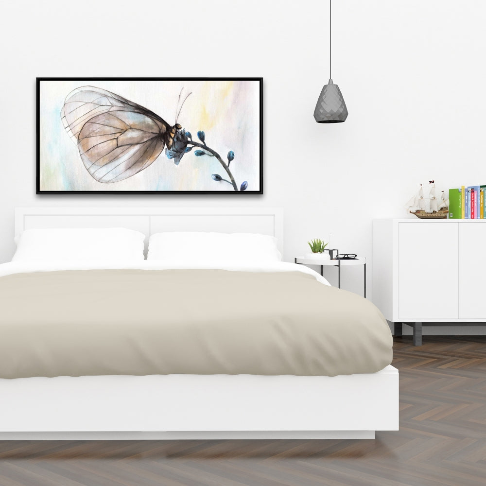 Romantic Blue Butterfly on Flowers Canvas | Home Decor Art