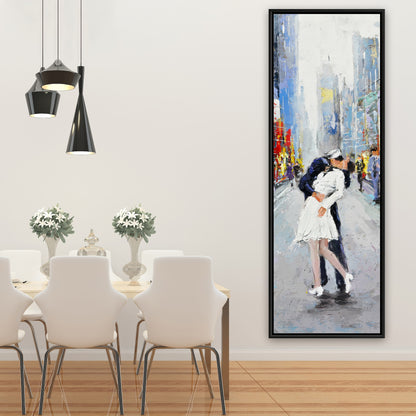 Blue Bedroom Canvas | Kiss of Times Square Framed Wall Art