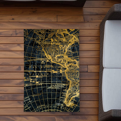 Blue and Marine World Map Globe Rug | Outdoor Home Decor