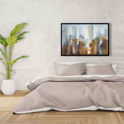 Paysage urbain dans le brouillard – Décoration murale moderne sur toile pour chambre à coucher