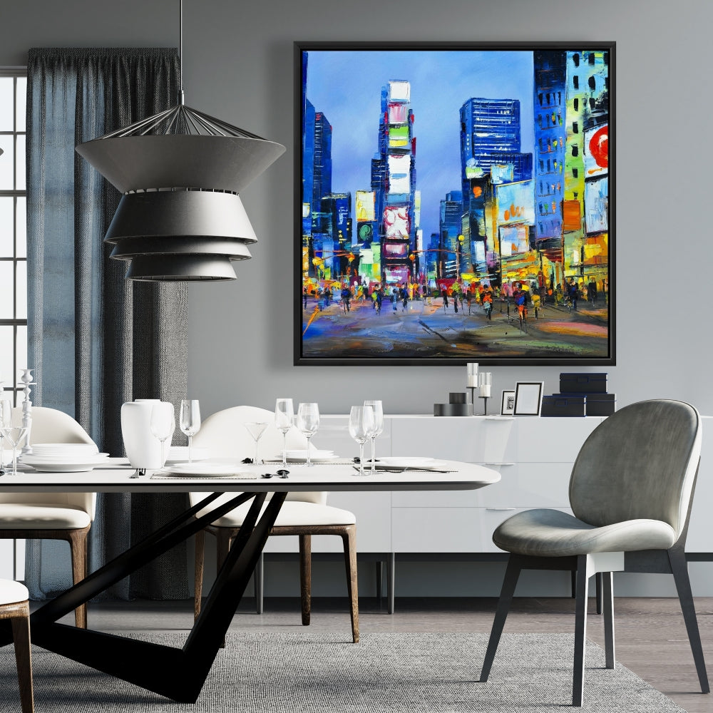 Toile Paysage urbain de Times Square | Décoration d'intérieur encadrée rétro