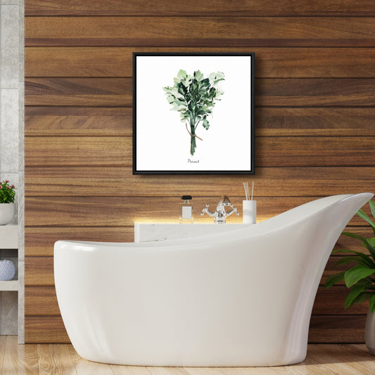 Toile « Tied Up Persil Bundle Fr » | Décoration murale de cuisine avec feuilles