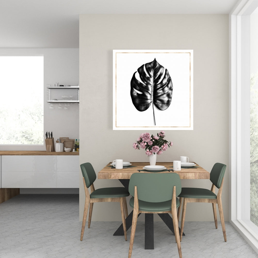 Toile botanique blanche exotique | Philodendron à feuilles fendues