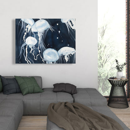 Medusa Marine Blue Canvas | Aquatic Home Decor Wall Art