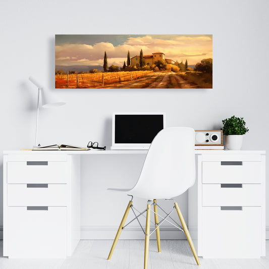 Toile « Arbres jaunes en soirée calme » – Décoration murale