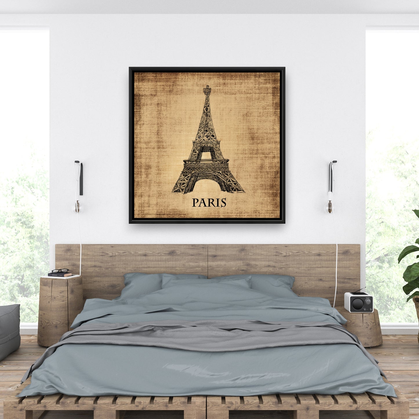 Toile encadrée représentant la Tour Eiffel | Décoration murale pour chambre