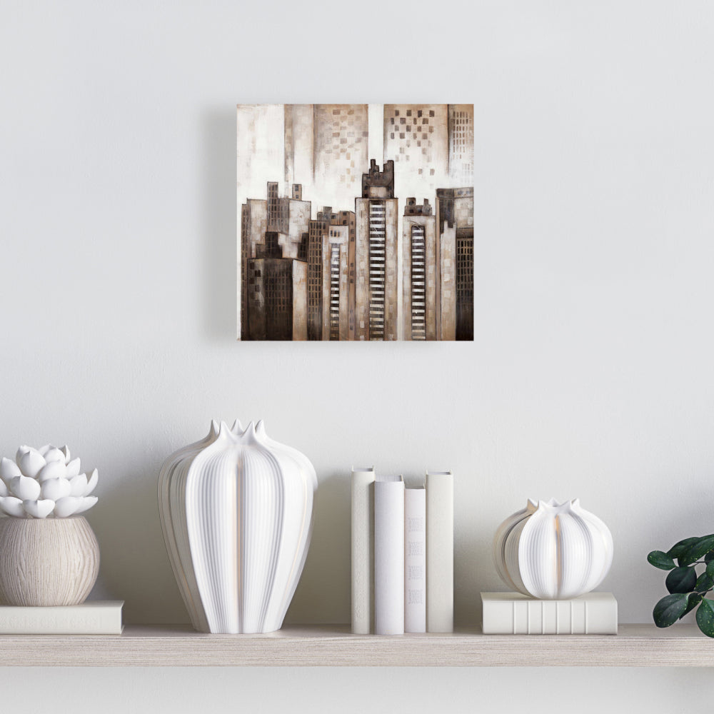 Toile « Cités de bâtiments marron » | Décoration d'intérieur