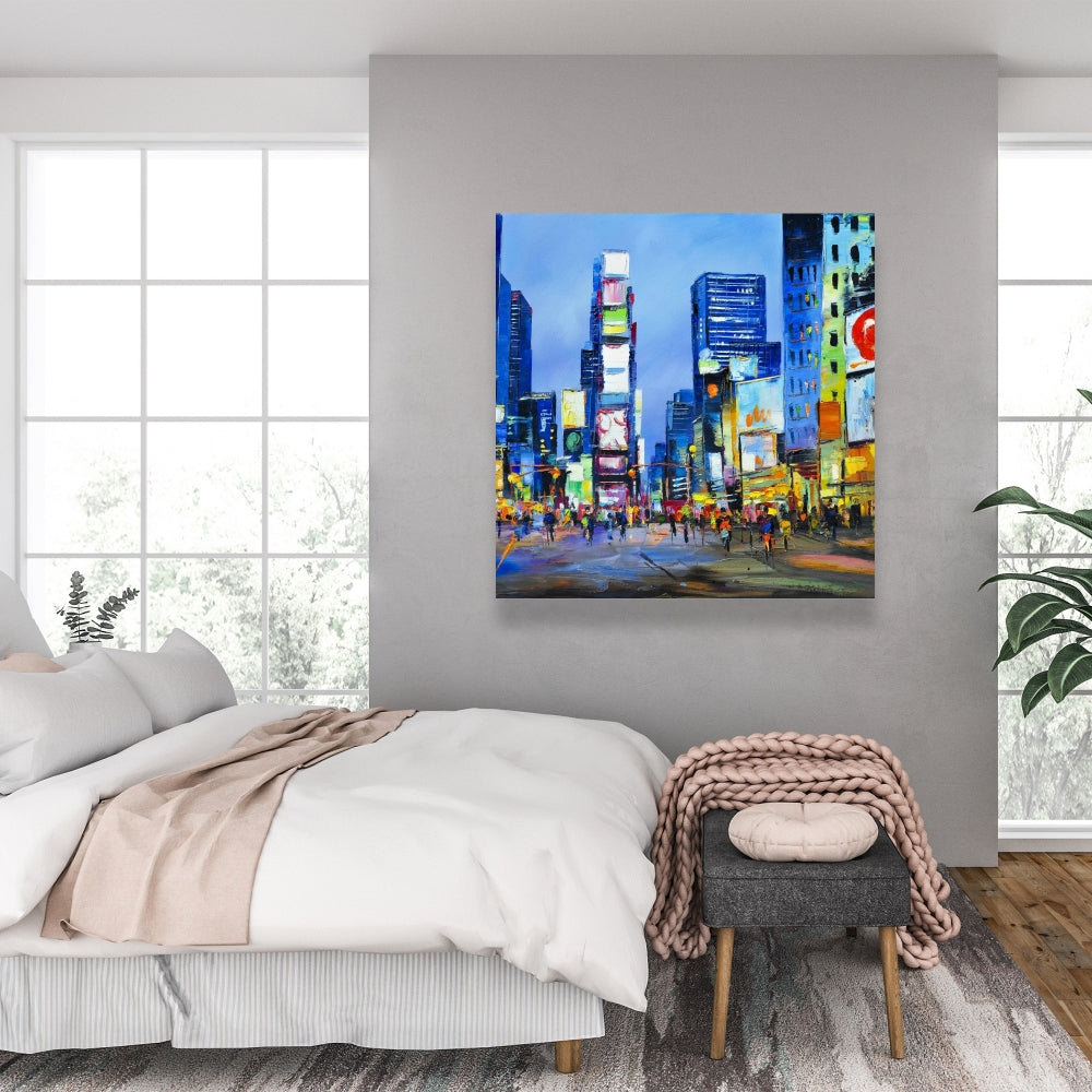 Retro Cityscape Times Square Canvas | Home Decor Wall Art