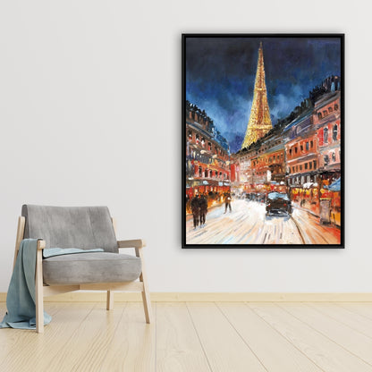 Illuminated Paris Canvas | Blue Frame | Contemporary Home Decor