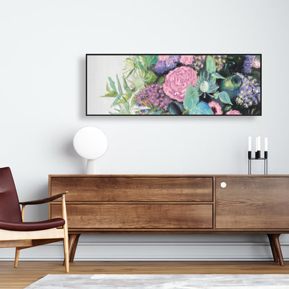 Mélodie de fleurs fuchsia - Toile encadrée florale violette