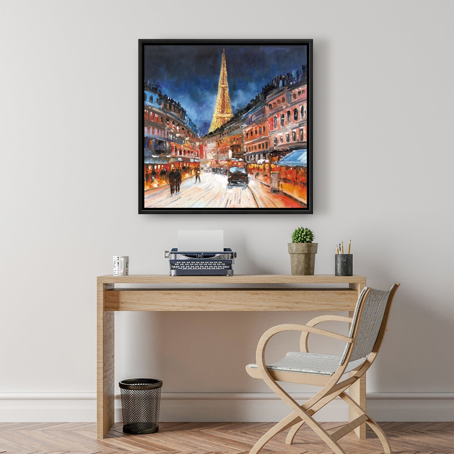 Illuminated Paris Canvas | Blue Frame | Contemporary Home Decor
