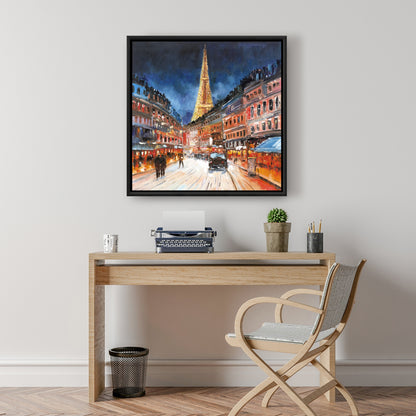 Illuminated Paris Canvas | Blue Frame | Contemporary Home Decor