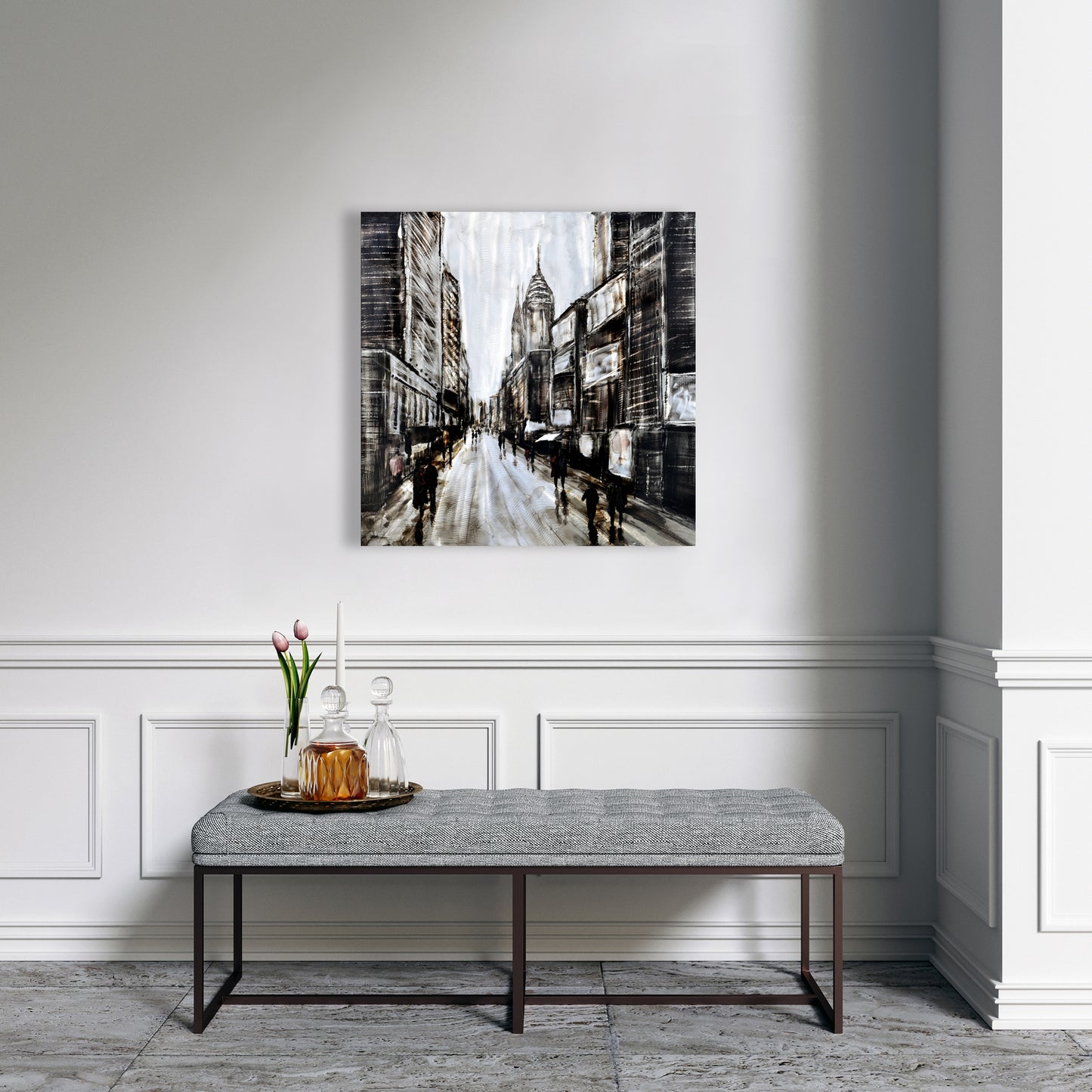 Busy Gray Street Industrial Canvas | Bedroom Home Decor Art
