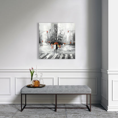 Greyish Flatiron Building Canvas | Cities Gray Wall Art Decor