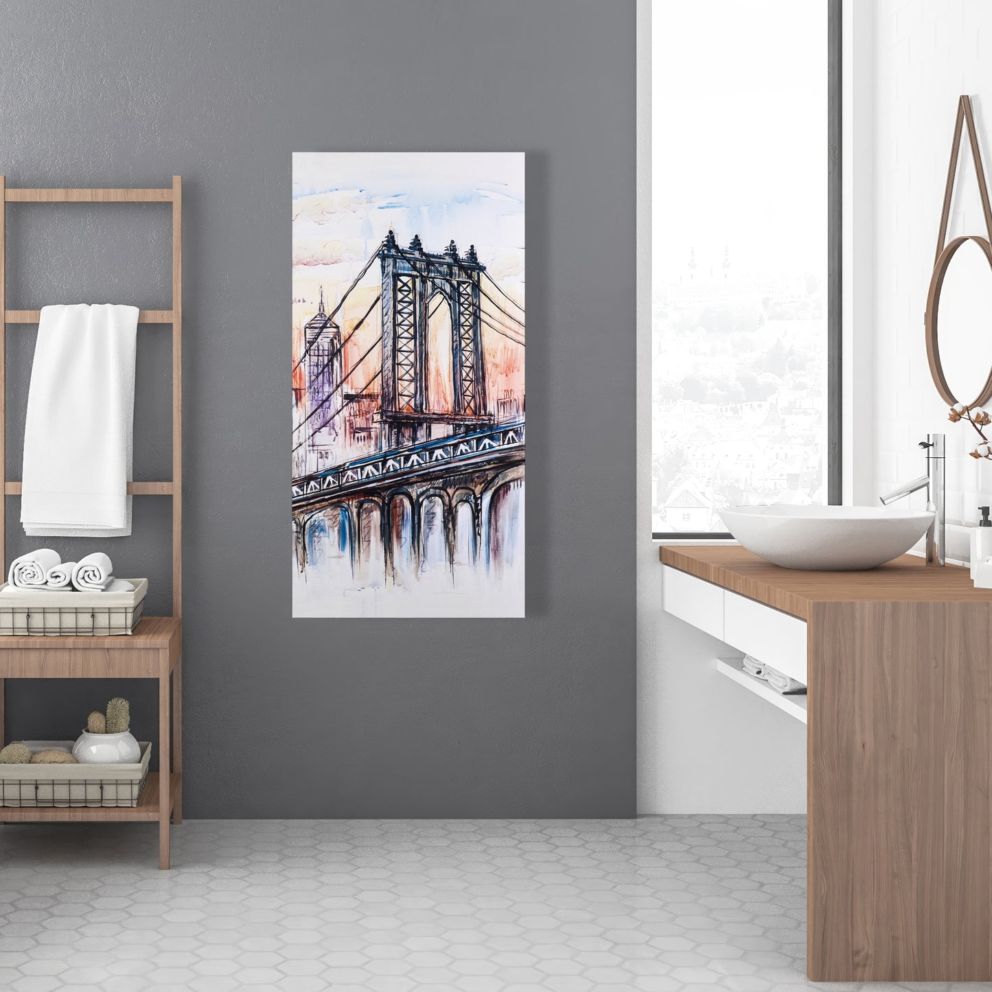 Bridge Sketch Canvas - Illustrative Bedroom Art for Home Decor