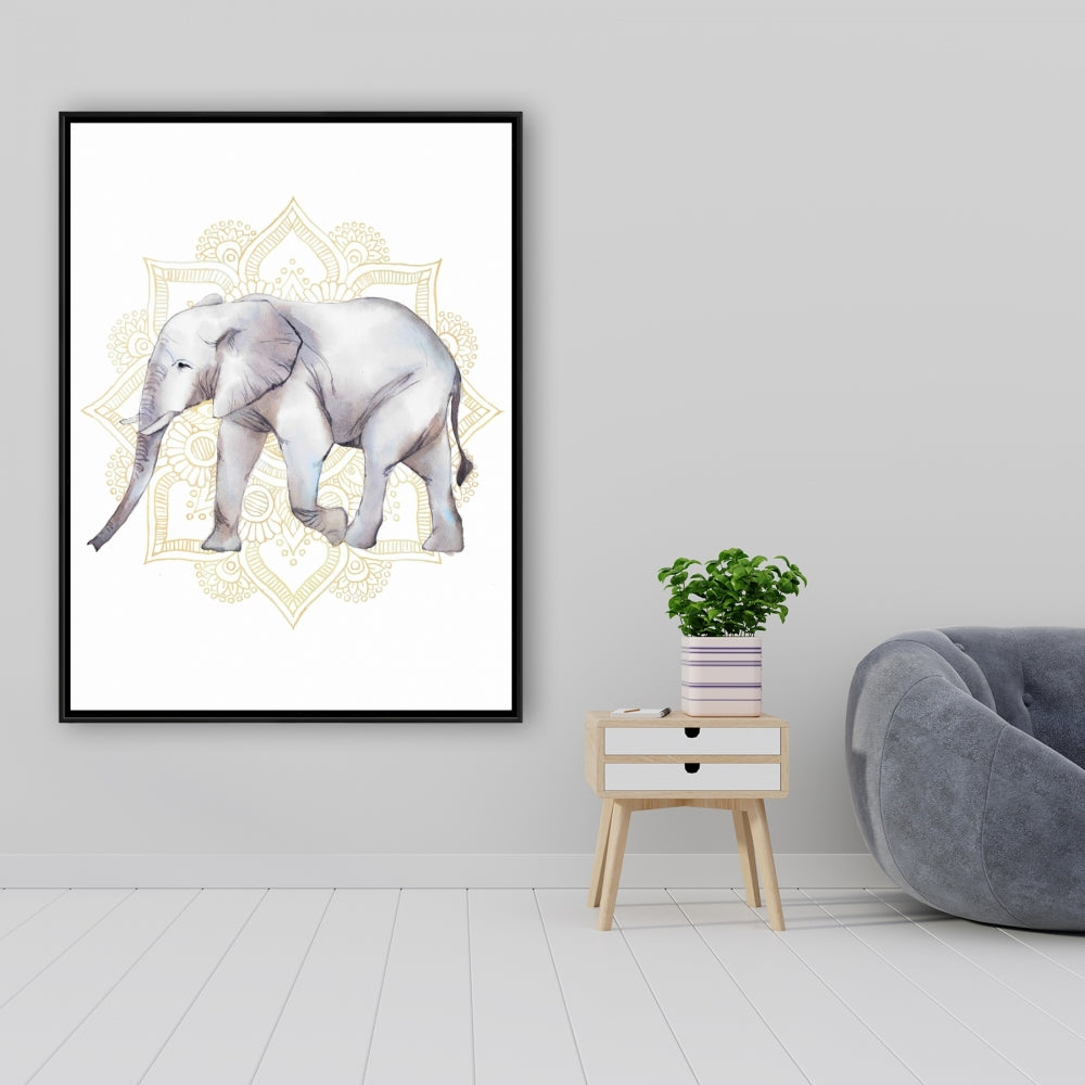 Toile Éléphant Gris pour Chambre à Coucher - Décoration Éléphant sur Mandalas