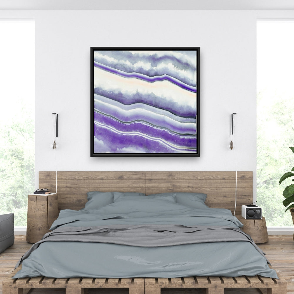 Toile encadrée Géode violette | Décoration de salon abstraite