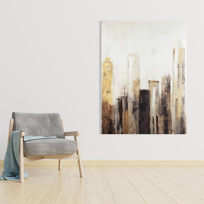 Earthy Tones City Canvas | Industrial Building Wall Art Decor