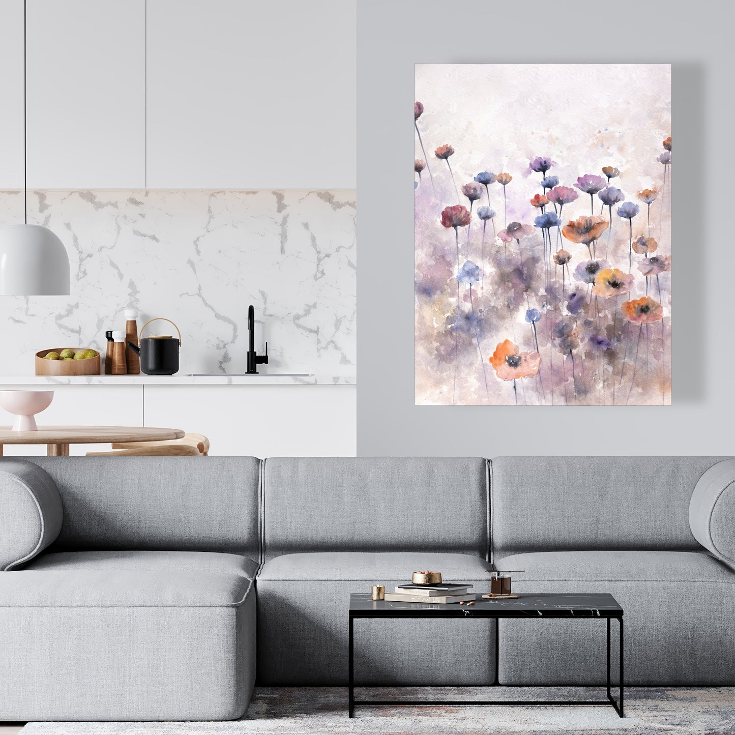 Toile « Petites fleurs sauvages » | Décoration murale violette pour chambre