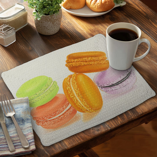 Small bites of macaroons - 14"x18" Braided Polyester Placemat