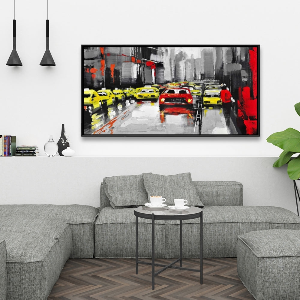 Toile abstraite avec circulation et pluie - Décoration murale industrielle