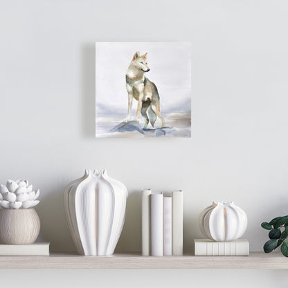 Toile représentant un loup – Décoration d'intérieur avec des animaux bleus et des montagnes