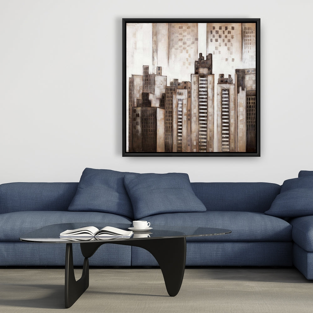 Toile encadrée moderne Brown City - Décoration d'intérieur Square City