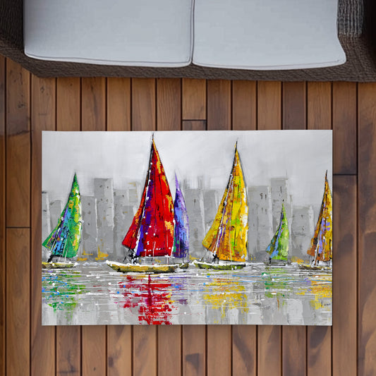 Sailboats in the Wind - Outdoor Area Rug for Home Decor