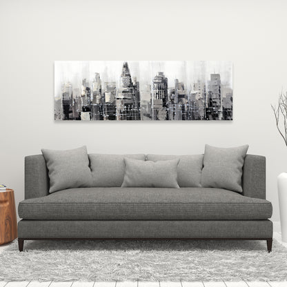 Toile moderne « City grise » : décoration murale pour chambre à coucher